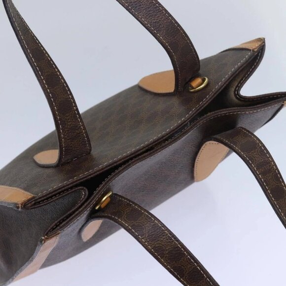 CELINE Macadam Canvas Hand Bag PVC Leather Brown Auth - Picture 8 of 16